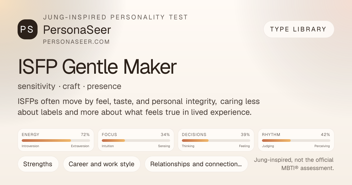 ISFP Personality — Meaning, Strengths, Relationships & Work | PersonaSeer